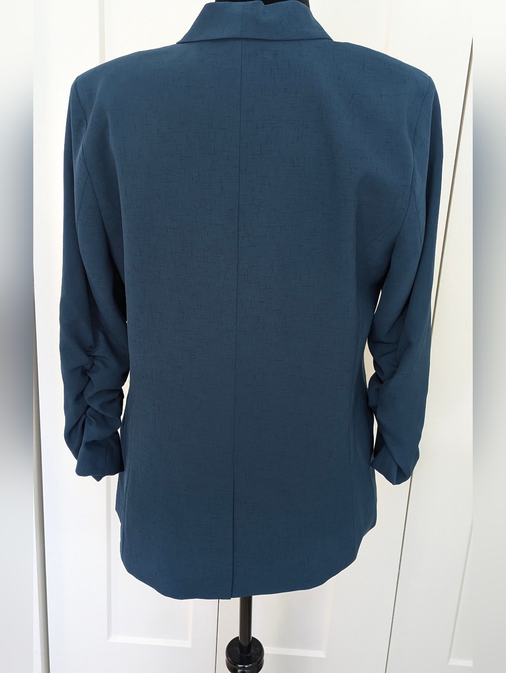 DKNY Women Blazer Jacket Teal Size 14 Gold Logo 3/4 Sleeves Classic Business EUC - Picture 6 of 13